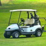 Golf carts on a golf course