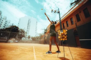 Training on a tennis court